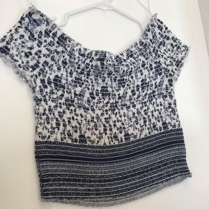 Blue and white crop top